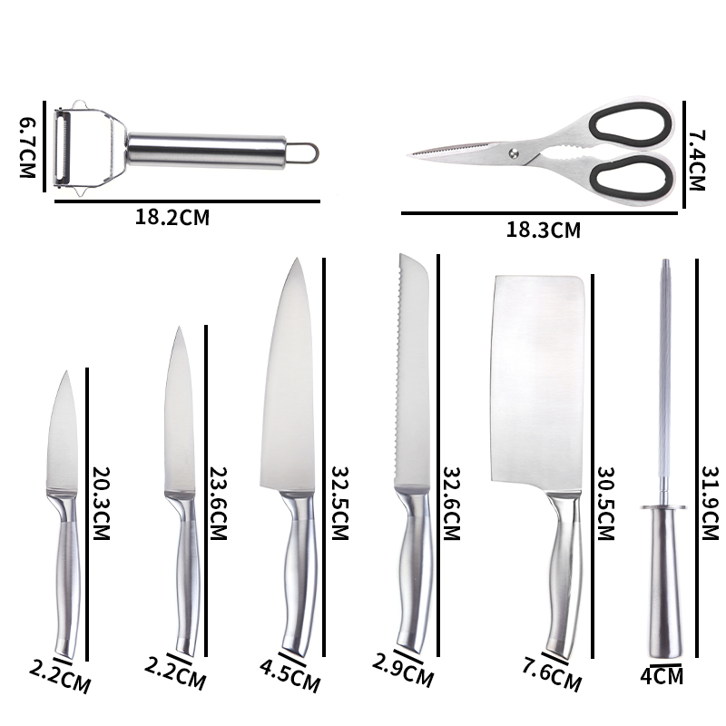 9pcs Kitchen Knives Wholesale Kitchen Cutting Tool for Cooking Stainless steel Kitchen Knives Set wi图2