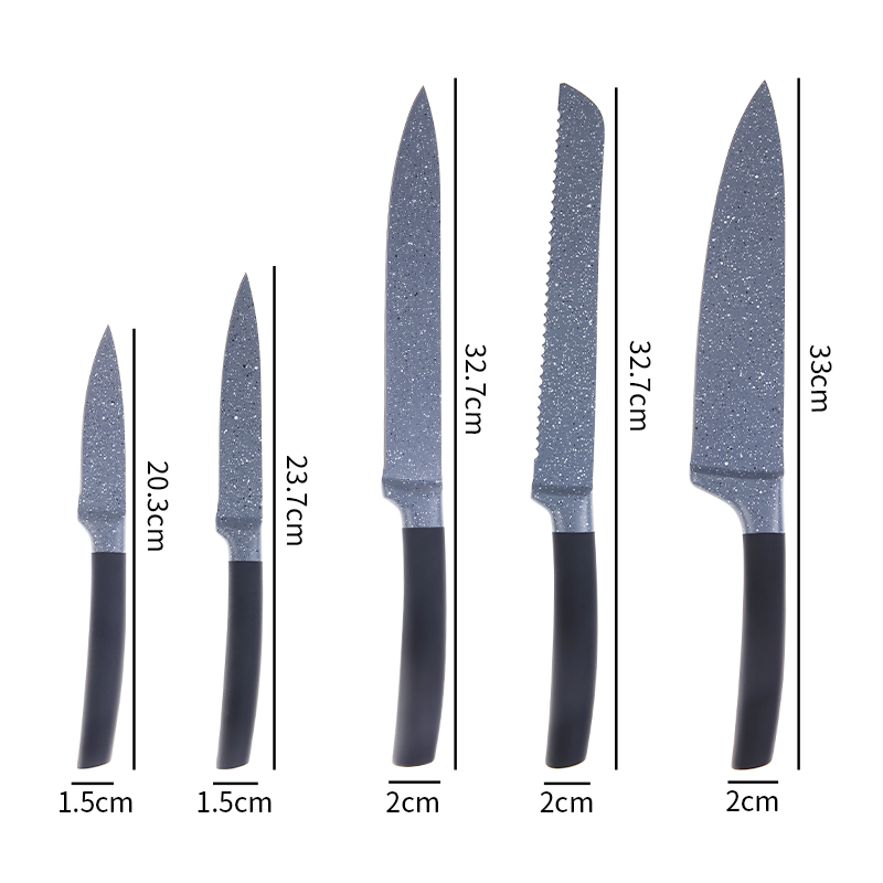 Amazon Hot Sale Kitchen Knife Set 5pcs with Acrylic Stand Cuchillos Chef Home Professional Kitchen K图2