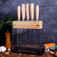 Stainless Steel Chef Knife Set 5pcs Wood Handle Carving Knife Kitchen Utility Knife Set with Acrylic