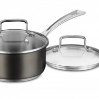 Stainless steel saucepan with lid