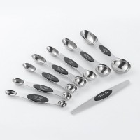 8 pack dual sided Magnetic Measuring Spoons Set with Leveler Measuring tools set with magnet Black