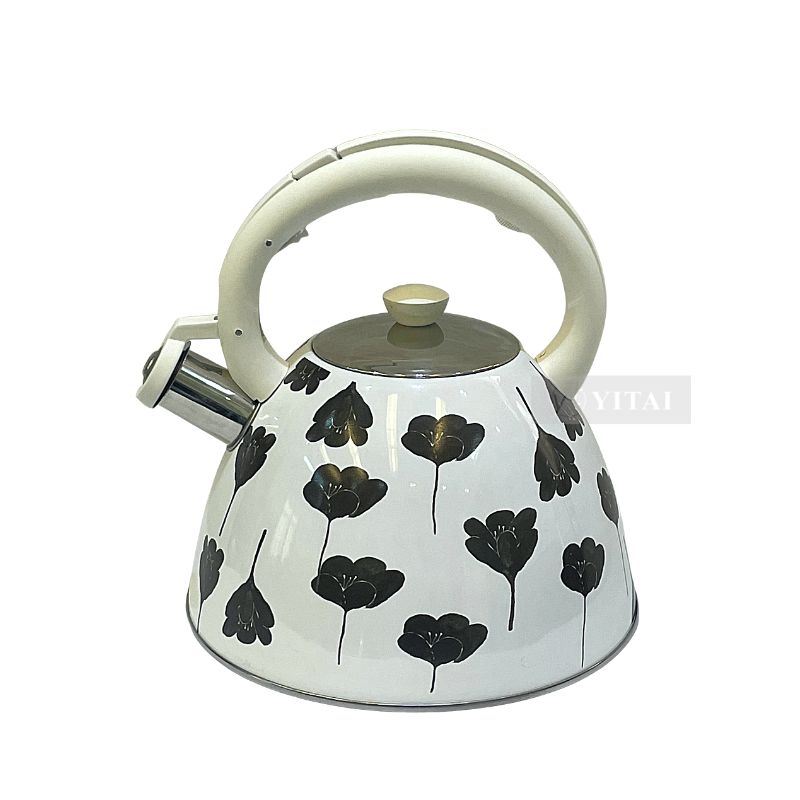Kitchen Tool Colorful Pink Flower Fruit Pattern Water Boiler Fashion Decorative Tea Whistling Kettle图2