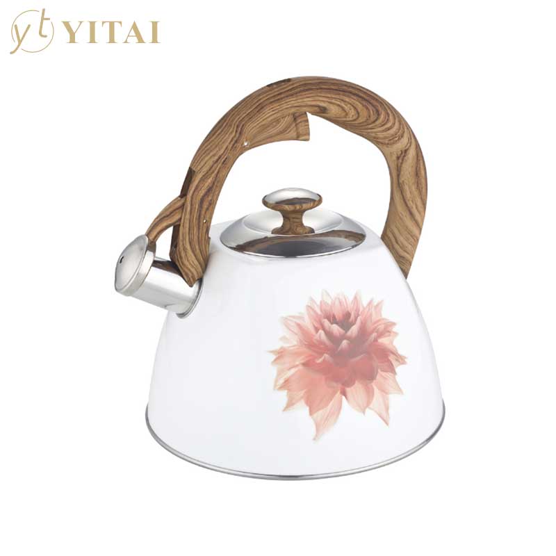 European Pattern Pink White Stainless Steel Whistle Pot Tea Kettle图4