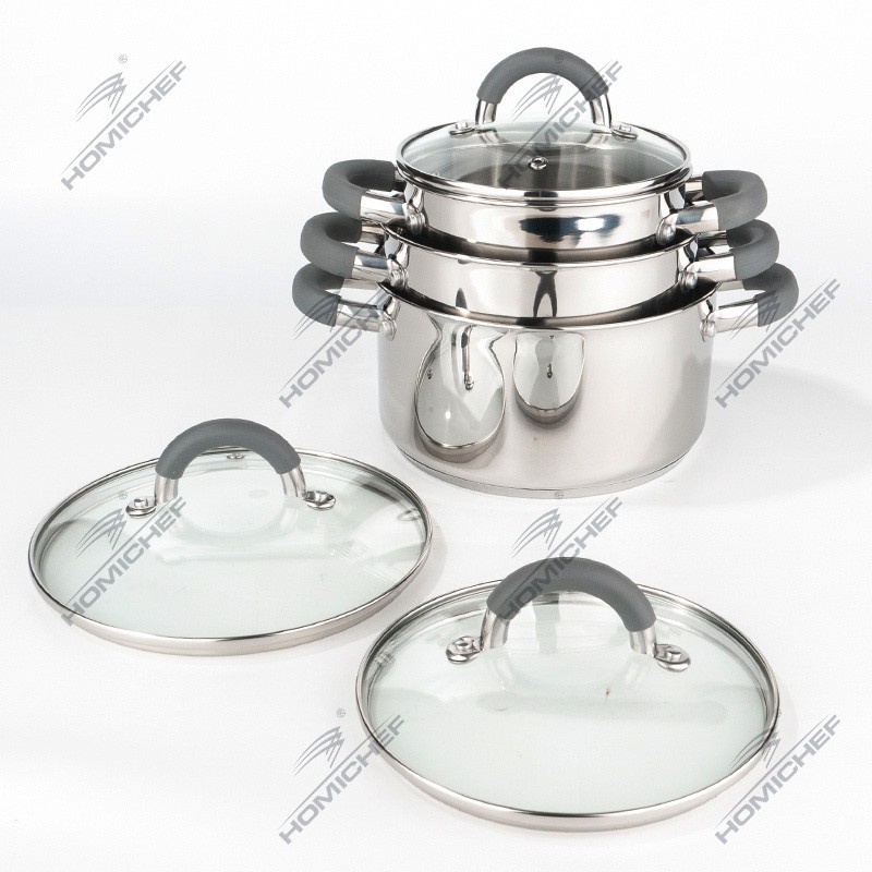 Straight  body stainless steel cookware set图2