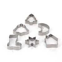 Christmas Theme 6 pcs Packed in Tinbox Metal Cookie Mold Stainless Steel Christmas Cookie Cutter set