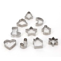Christmas Theme 10 pcs Packed in Tinbox Metal Cookie Mold Stainless Steel Christmas Cookie Cutter se