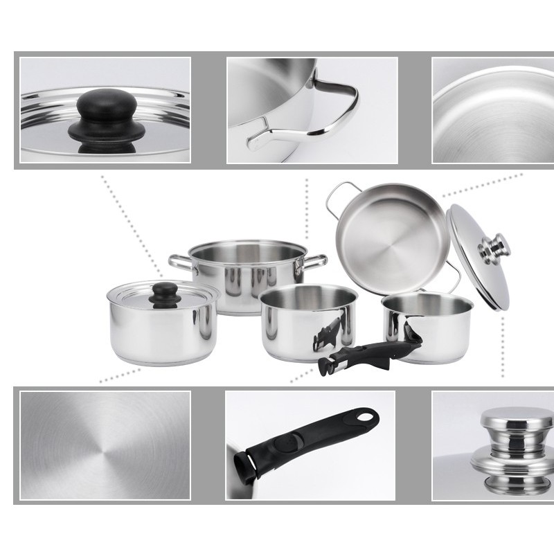 SA18124 Stainless steel cookware set with multi size lid图6