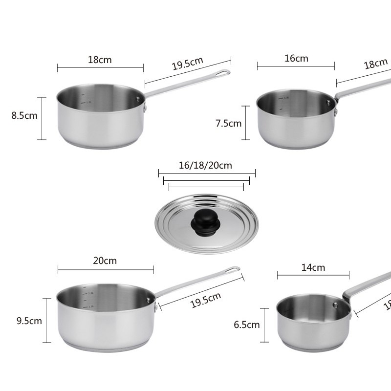 SA118115 Stainless steel cookware set with multi size SS lid图4