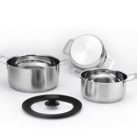 SA118115 Stainless steel casserole set with multi size silicone glass lid