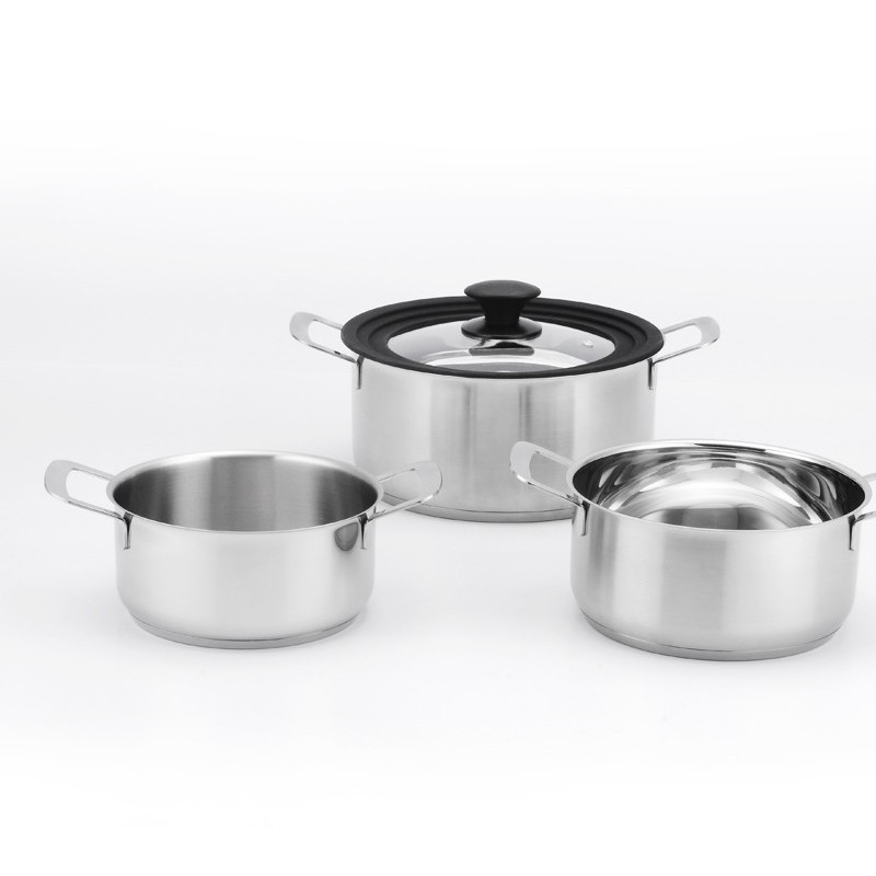 SA118115 Stainless steel casserole set with multi size silicone glass lid图5