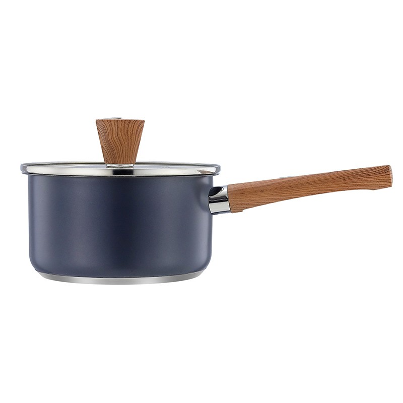16cm stainless steel 18/8 sprayed sauce pan with water transfer printing handles图3