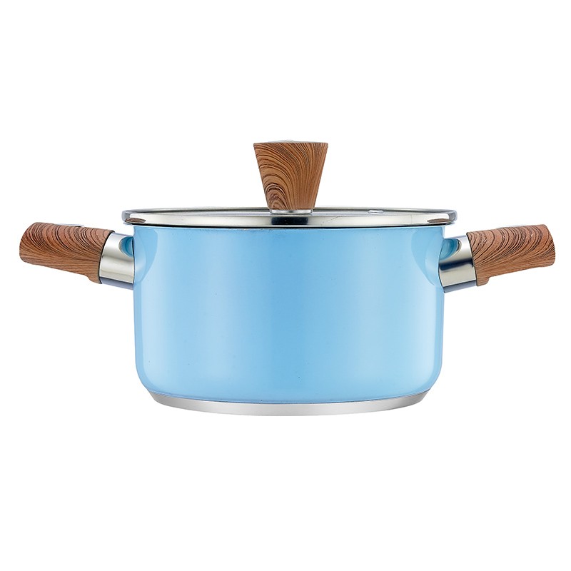 18cm stainless steel 18/8 sprayed casserole with water transfer printing handles图3