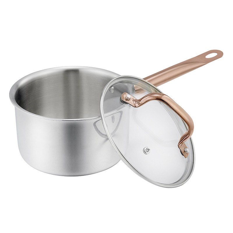 16cm tri-ply Aluminium core stainless steel sauce pan with plated handle图2