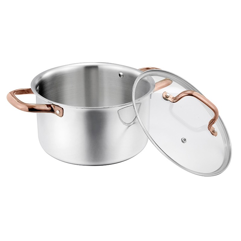 Tri-ply Aluminium core stainless steel Dutch oven with plated handle图2
