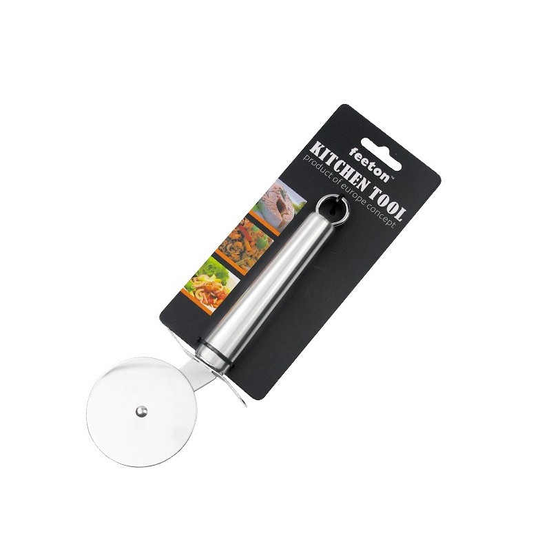 pizza cutter,S/S410,lenght22cm, 89G,mirror polish, hanging eyelet.each piece tied on card with eurol图1