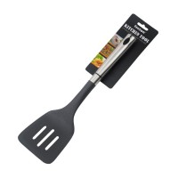 slotted spatula: 34.5x9.5cm,  material: s/s 18/0 handle and nylon head, 1pc/tired card