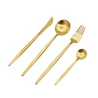 Jieyang 18/10 Matte gold Copper stainless steel Spoon Fork Knife cutlery flatware set
