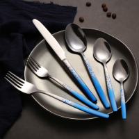 Luxury SS430 colorful curtlery knife spoon fork set stainless steel knives and forks cutlery with pa