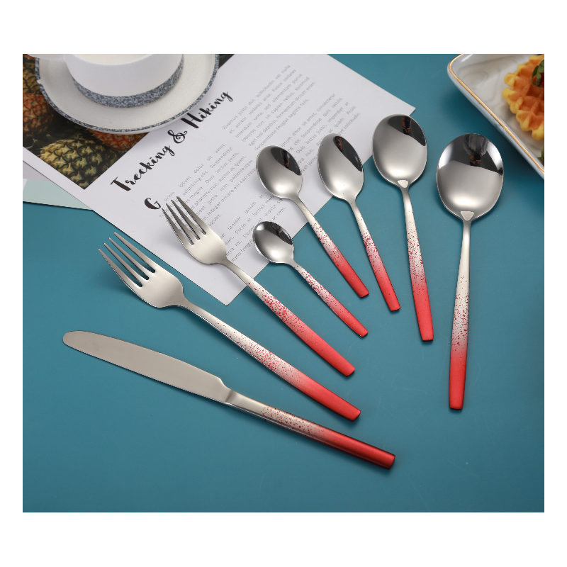 Luxury SS430 colorful curtlery knife spoon fork set stainless steel knives and forks cutlery with pa图2
