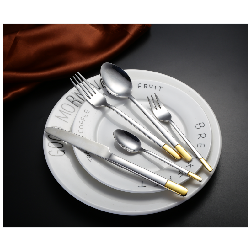 Amazon top seller wholesale 1810 304 silver cutlery set stainless steel gold-plated wedding flatware图2