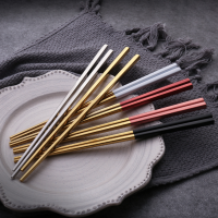 18/10 metal black stainless steel gold chopsticks