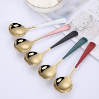 18/10 stainless steel gold titanium and painting color coffee dessert soup spoon