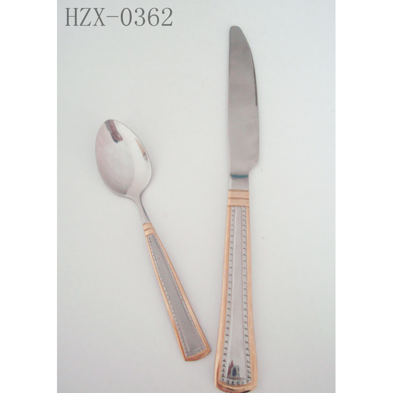 Bulk Stainless Steel Gold Plated Dinner Fork/Dinner Tine Spoon/Tea Spoon(Tine)图2