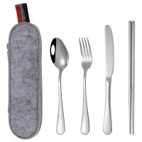 Support Custom Logo Portable Cutlery Stainless Steel Camping Travel Cutlery Set with Case