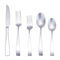 silver stainless steel cutlery 5 piece Wide handle travel stainless steel silver cutlery set