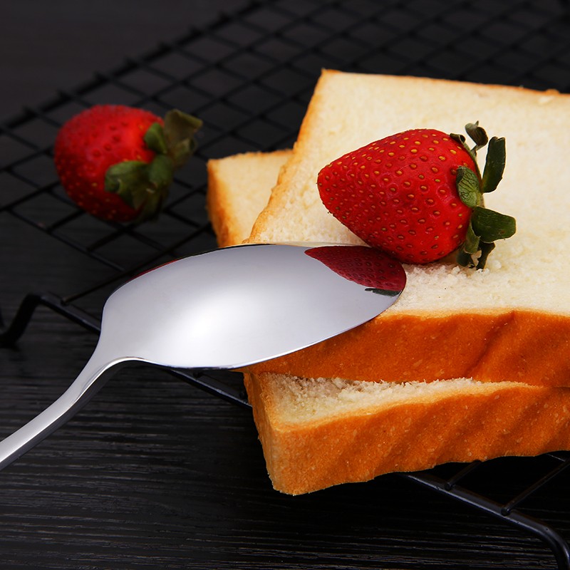 silver stainless steel cutlery 5 piece Wide handle travel stainless steel silver cutlery set图5