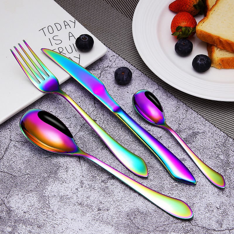 Wholesale fork knife and spoon set rose gold cutlery luxury high quality stainless steel flatware图2