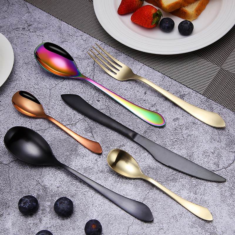 Wholesale fork knife and spoon set rose gold cutlery luxury high quality stainless steel flatware图3