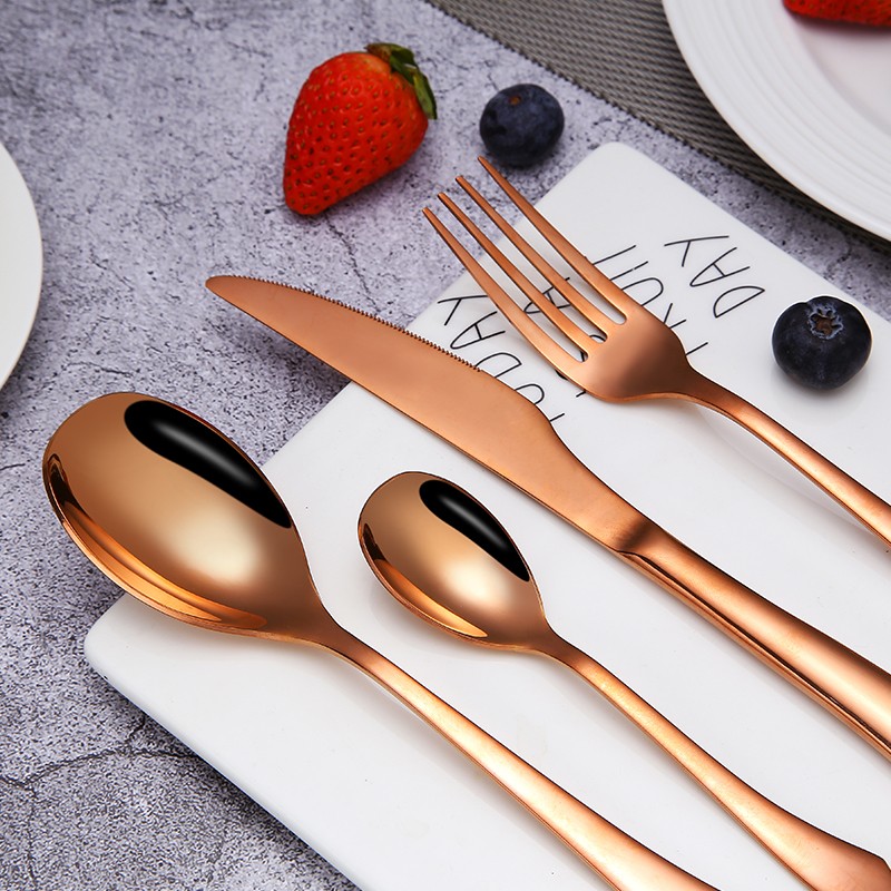 Wholesale fork knife and spoon set rose gold cutlery luxury high quality stainless steel flatware图4