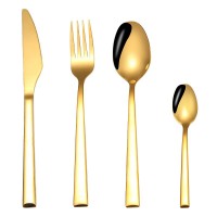 Bulk Gold Plated Stainless Steel Cutlery Set, Kitchen Fork Spoon Knife Cutlery