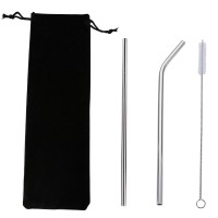 Wholesale reusable cup straws straight and curved stainless steel drinking straw