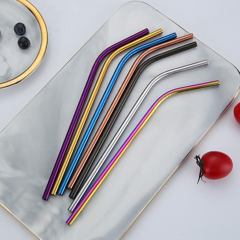 Wholesale reusable cup straws straight and curved stainless steel drinking straw图2