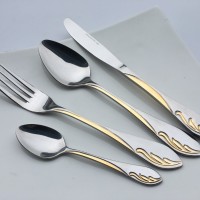 High Quality Fork Knife Spoon Gold Pattern Stainless Steel Party Goldplated Wedding Flatware Cutlery