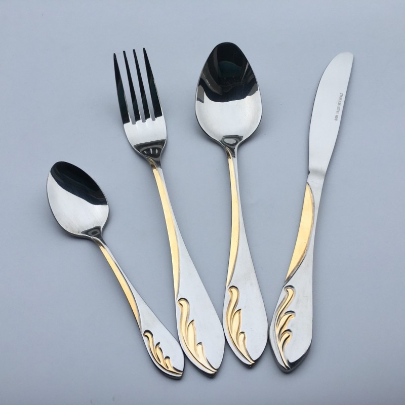 High Quality Fork Knife Spoon Gold Pattern Stainless Steel Party Goldplated Wedding Flatware Cutlery图2