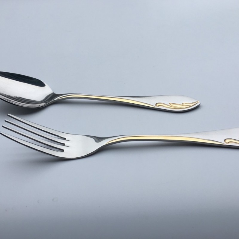 High Quality Fork Knife Spoon Gold Pattern Stainless Steel Party Goldplated Wedding Flatware Cutlery图3