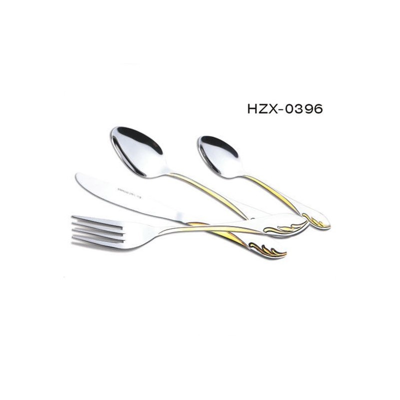 High Quality Fork Knife Spoon Gold Pattern Stainless Steel Party Goldplated Wedding Flatware Cutlery图5