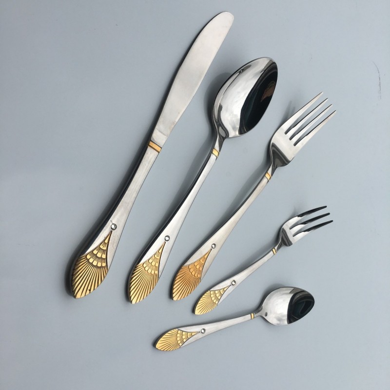 18/10 stainless steel flatware gold plated hotel buffet wedding cutlery stainless steel gold cutlery图4