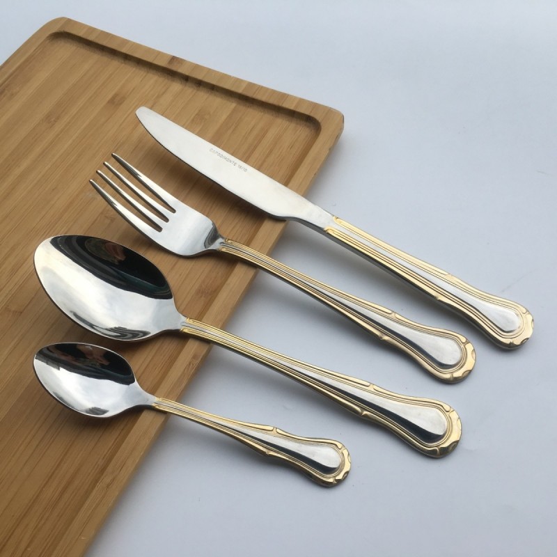 Luxury cutlery camping wedding silverware flatware set stainless steel gold plated cutlery图2