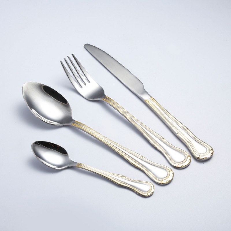 Luxury cutlery camping wedding silverware flatware set stainless steel gold plated cutlery图5