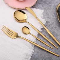 Hot selling 4 piece bright mirror tableware promotion gift stainless steel sliver cutlery set with b