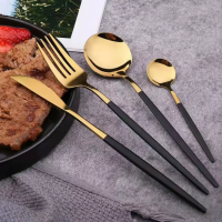 Wholesale OEM luxury stainless steel portuguese gold cutlery set fork spoons knife jogo de talheres