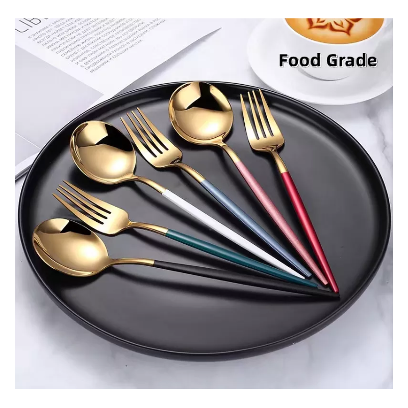Wholesale OEM luxury stainless steel portuguese gold cutlery set fork spoons knife jogo de talheres图2