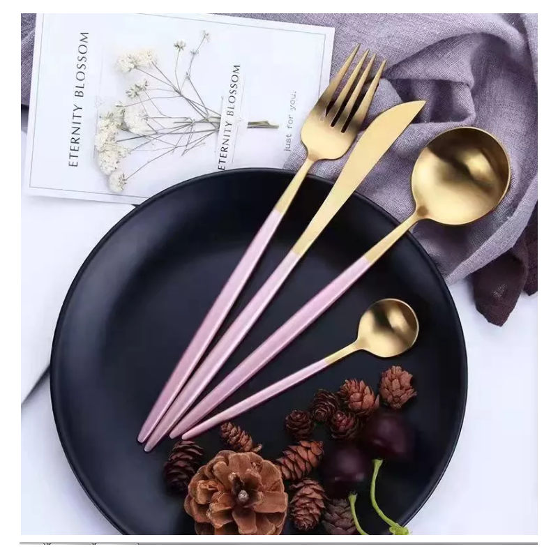 Wholesale OEM luxury stainless steel portuguese gold cutlery set fork spoons knife jogo de talheres图3