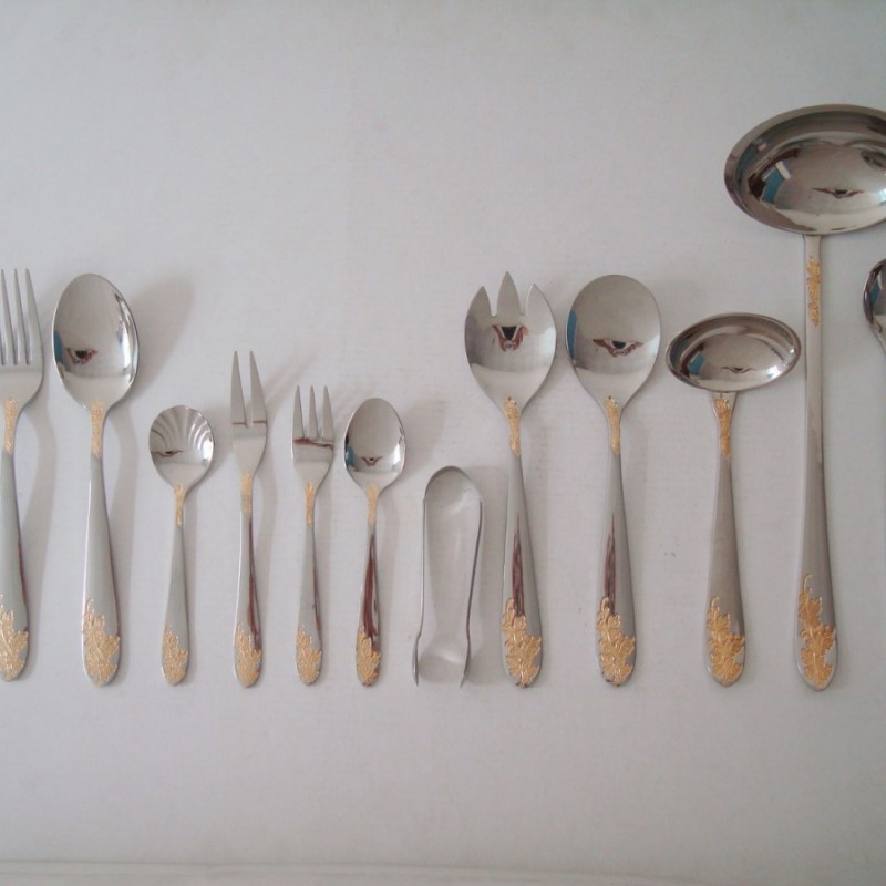 Low MOQ hotel restaurant gold spoon fork knife modern stainless steel cutlery spoon 72pcs cutlery se图2