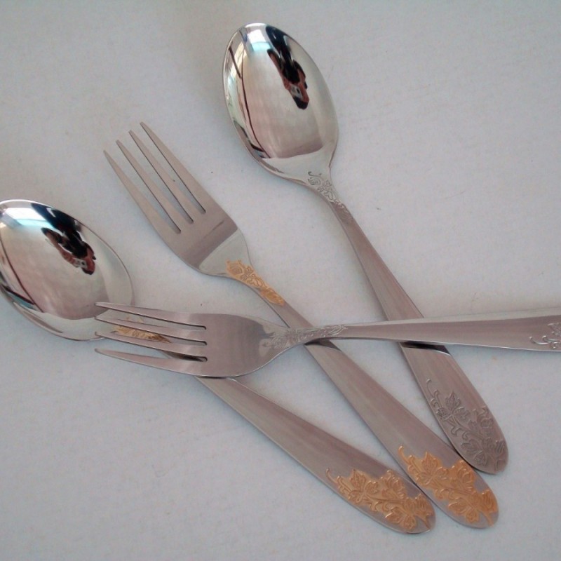 Low MOQ hotel restaurant gold spoon fork knife modern stainless steel cutlery spoon 72pcs cutlery se图3