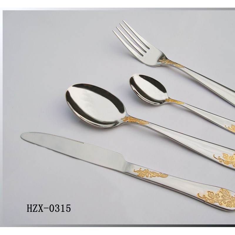 Low MOQ hotel restaurant gold spoon fork knife modern stainless steel cutlery spoon 72pcs cutlery se图5